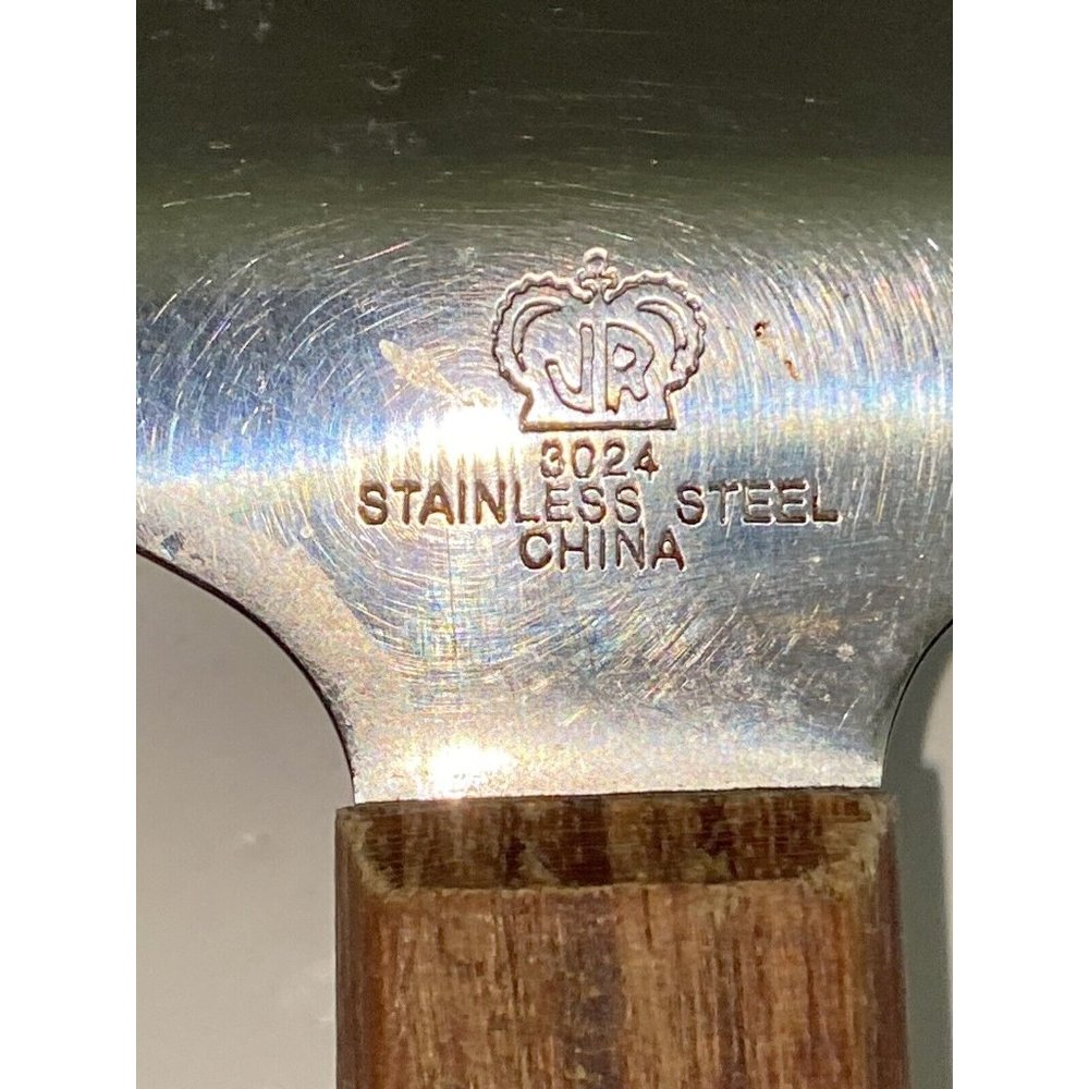 Vintage JR 3024 Scraper Spatula Pie Cake Server Riveted Wood Handle Stainless - Picture 3 of 6